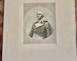 $50  Timothy Cole (British-American, 1852-1931) George Washington, engraving, scattered foxing.
15” H x 11.5” W