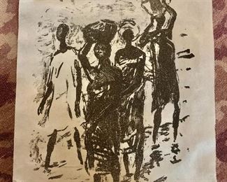$100 Fritz Krampe (German, 1913-1966) “Mozambique”, initialed, as is, lithograph. 25” H x 18.5” W