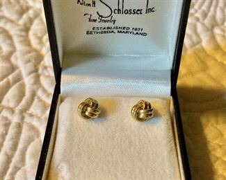 $60 Knot stud 14K earrings in original box 1/4" or less in size 