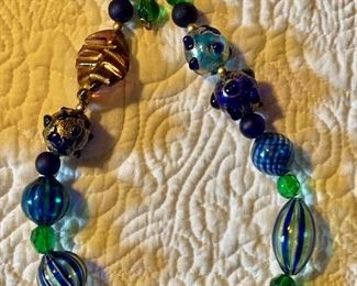 $35 Blue Murano glass necklace 19" Long 