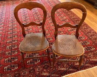$120 ea  Pair chairs Ea 33" H, 15" W, 15.5" D, seat height 17.5".