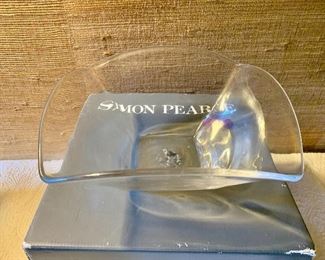 $60 Simon Pearce crystal bowl in original box.  5" H, 10.25" W, 10.25" D.