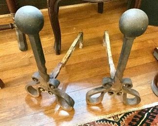 $85 Pair of andirons.  Each 18" H, 9" W.  