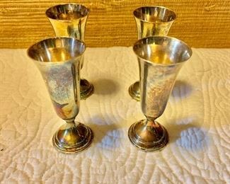 $80 B & M set of 4 sterling silver cordials.  Each 16.5" H, 7" W, 2.75" D.