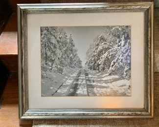 $150 Winter scene framed photo.  17.75" H x 21" W.  
