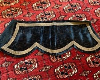 $100 ea Black woven silk valences.  3 available: 2 - 43" L; 1 - 125" L. 
