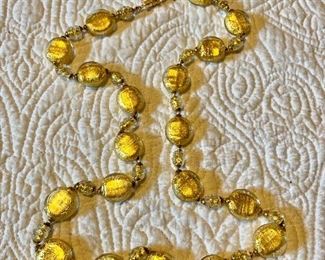 $50 Yellow Murano glass necklace 28" Long 