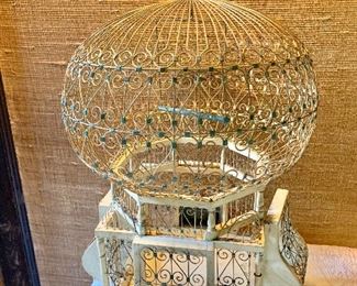 $175  Intricate bird cage #1  approx 24" H, 15" W, 15" D.
