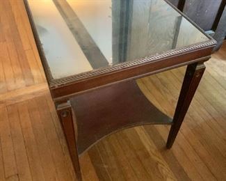 $140  Vintage mirrored table.   26.75" H, 21" W, 21" D.