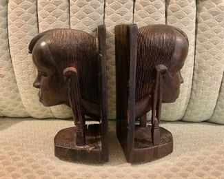 Detail pair of wood bookends 