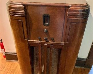 $150 Philco very vintage standing radio.   41.5" H,  26" W, 13" D.