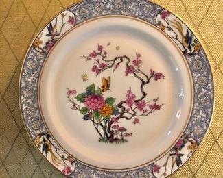$50  Lenox "Ming" flowers, birds  Black mark set of 6 plates.  Each 7.5" diam. 