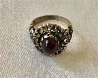 $35 Garnet and sterling silver ring  Size 5 and 3/4 