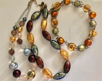 $22 each Multi colored chunky glass beaded necklaces Middle one and left necklaces  SOLD 