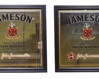 125	Pair of Jameson Irish Whiskey Advertising Mirrors	Pair of Jameson Triple Distilled Irish Whiskey advertising mirrors. Each 20 1/2" x 21" (with frames 24'" x 24").

