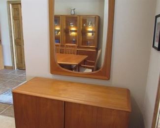 Danish modern teak sideboard and mirror by Nordic Furniture