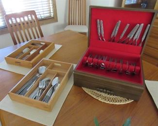 Kongetinn flatware and serving pieces.  Also a set of Nordic inspired flatware by Oneida