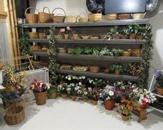 Silk flowers and baskets of all kinds