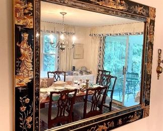 Antique large Asian decorative mirror