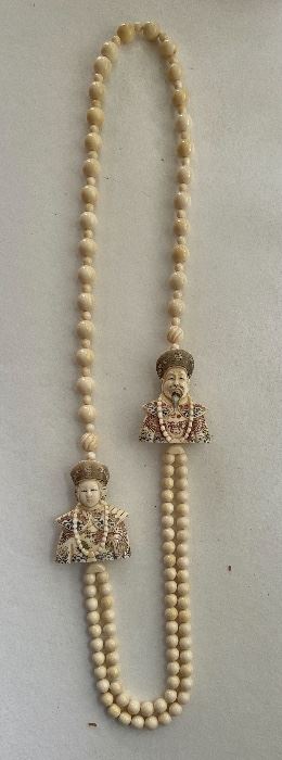 Carved Asian Beads with Netsuke