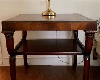 Vintage Side Table with Leather Top