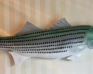 Large Ceramic Painted Striped Bass
