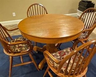 Oak table and chairs with insert