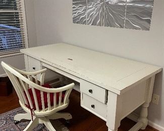 Pottery Barn Antique White Desk and Swivel Desk Chair