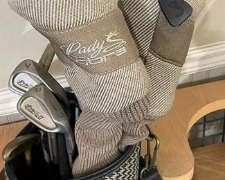 Lady Cobra Oversize Iron Set Graphite Shafts with club covers and bag.