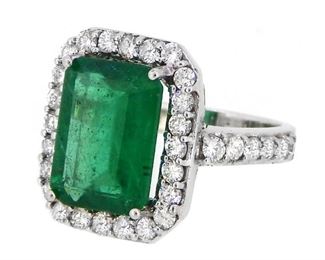 4.88ct Emerald & 1.22ct Diamond Ring