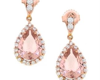 4.56ct Morganite & 0.87ct Diamond Earrings