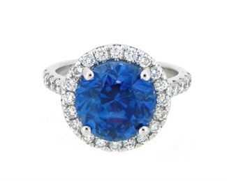 7.30ct Sapphire & 0.88ct Diamond Ring