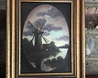 Nighttime windmill oil painting by 
Adrianus Wilhemus Selhorst 
Smaller painting 