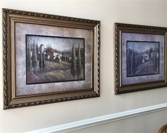 Pair of Tuscan countryside decorator wall art