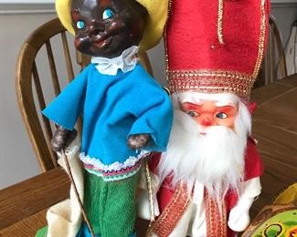 Black Pete and Saint Nicholas, traditional figures from Dutch tradition, in Bruges, Belgium, Europe 