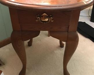 Pair of oak tables with Queen Anne legs