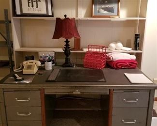Metal desk with shelves