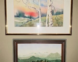 Framed original watercolor paintings.