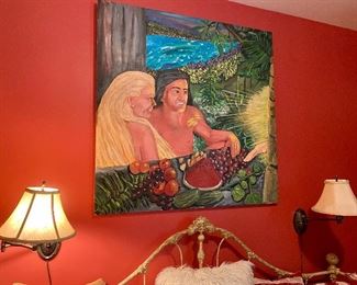 Large original painting—Adam and Eve/Garden of Eden.
