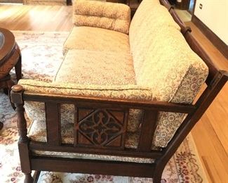 Ca. 1930 carved oak sofa