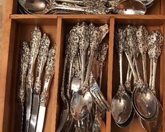 Silver plate flatware service for 12