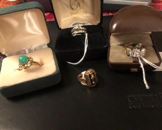 Gold rings two with diamonds