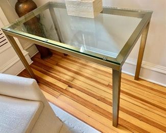 $120 - Glass and metal table/desk - 29.5"H x 42"W x 24"D