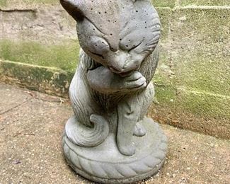 $50 - Concrete garden art cat #1. 15"H x 10" diameter