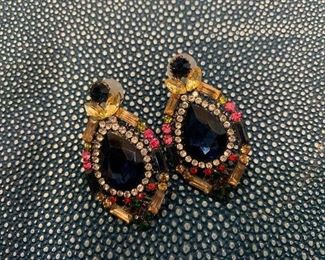 $35 - Multi colored rhinetstone earrings.  Approx 2” long