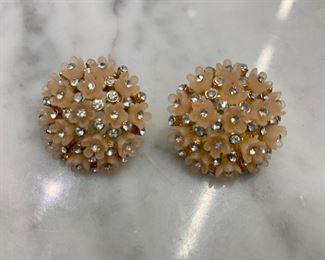 $30 -Floral rhinestone earrings; steel post; approx 1” diameter