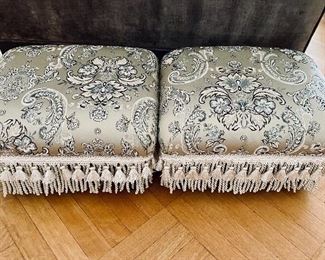 $50 each - Jennifer Taylor, "Fiona" traditional decorative footstool, paisley multicolored. 10.5"H x 16.5"W x 13.5"D