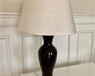$160 - Restoration Hardware Ceramic table lamp; shade as is.  Approx 30" H