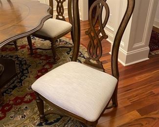 6 identical upholstered seat dining room chairs