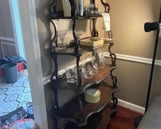 Vintage Curio Shelf with Bar Equipment